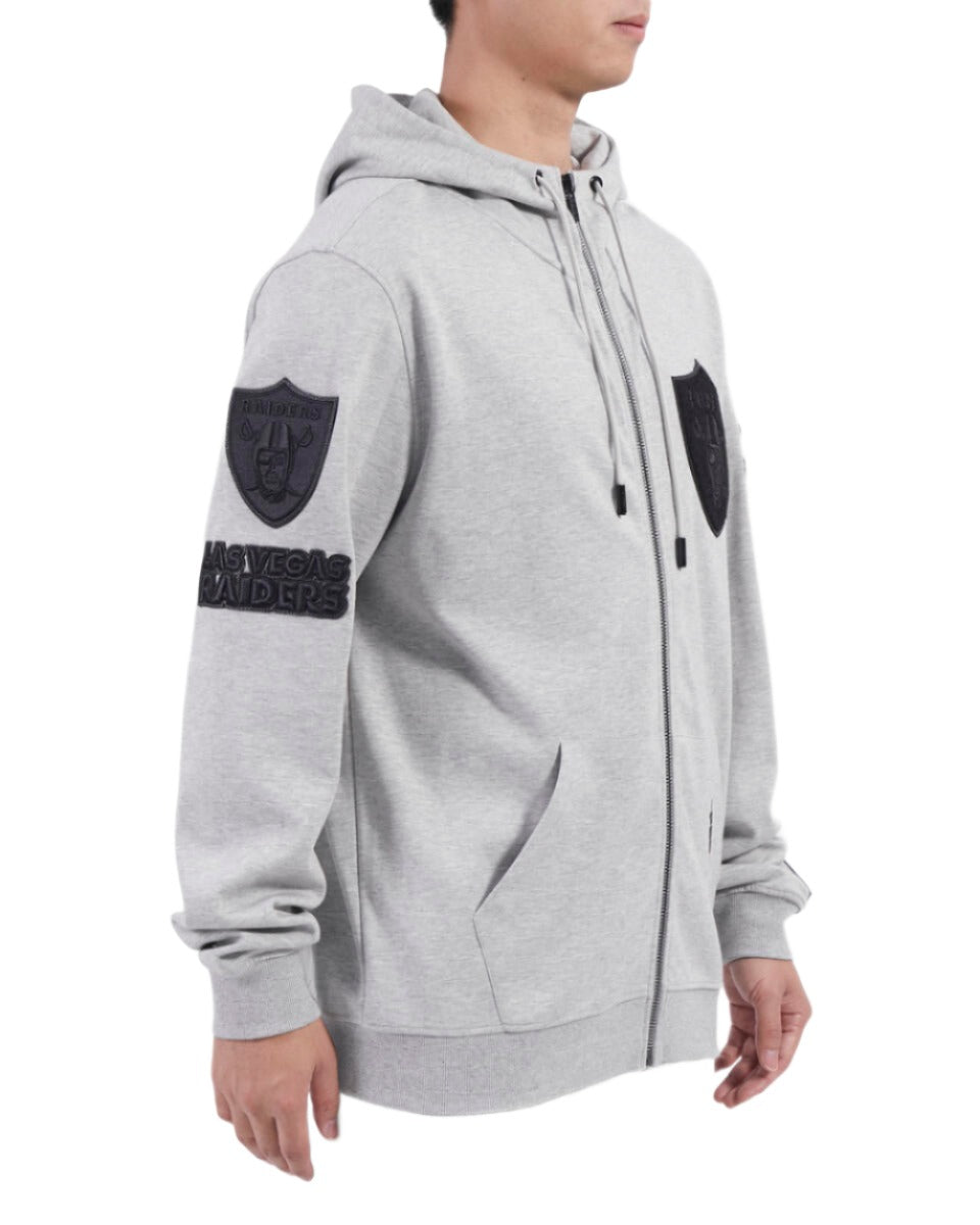 Pro Standard Las Vegas Raiders Triple Tonal Full-Zip Hoodie-Grey product image 3, provided for visual reference and product