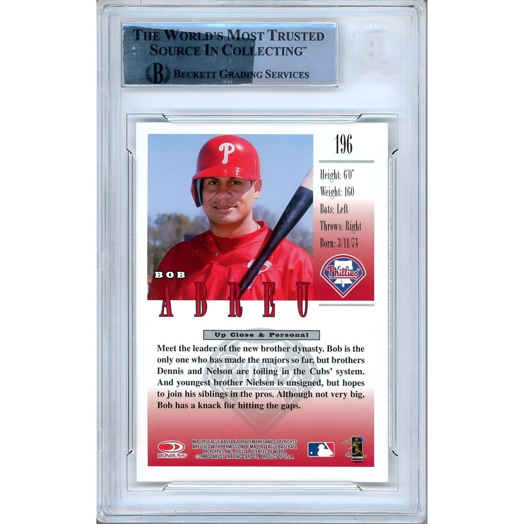 Bobby Abreu Phillies Signed 1998 Donruss Studio Baseball Card Beckett Authentic Auto Slab product image 2, provided for
