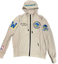 Pro Standard Men Golden State Warriors Hybrid Woven Hoodie-Khaki product image 1, provided for visual reference and product
