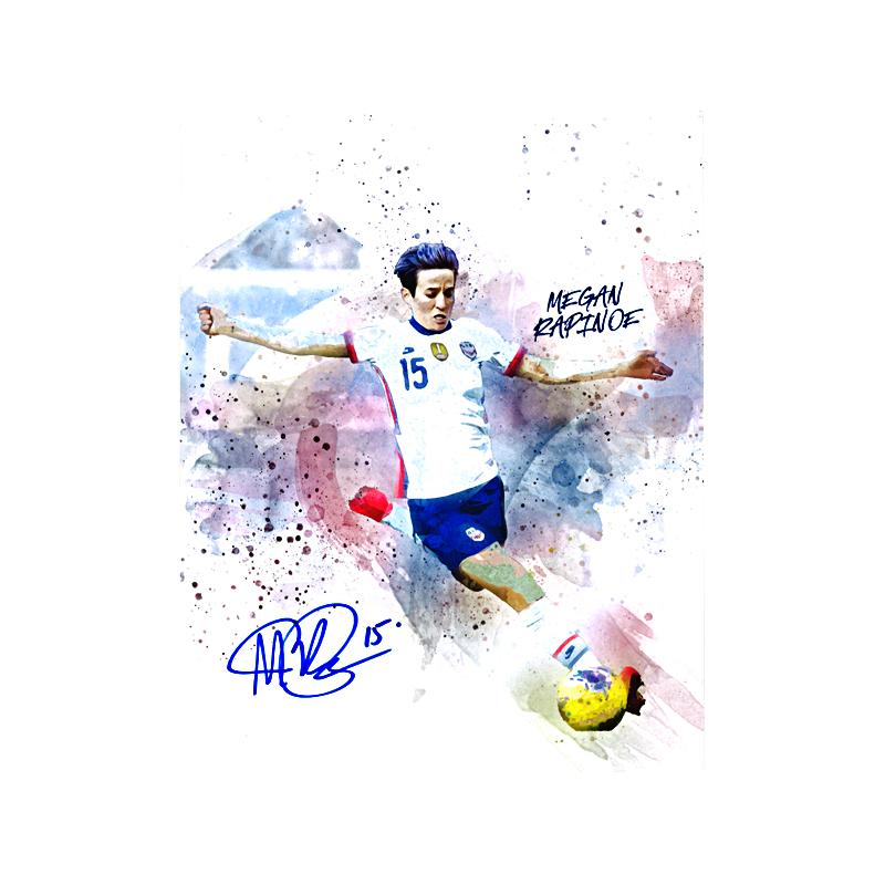 Megan Rapinoe Team USA Autographed Watercolor 8x10 Photo (CX Auth) product image 1, provided for visual reference and
