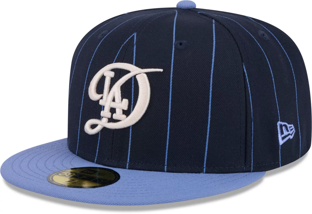 New Era Los Angeles Dodgers City Connect Throwback Pinstripe 59FIFTY Fitted Hat 2024 - Navy product image 3, provided for