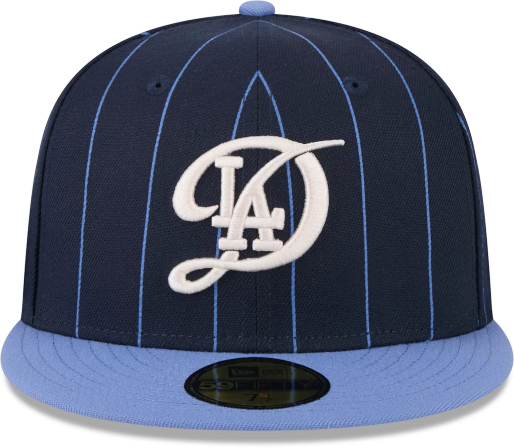New Era Los Angeles Dodgers City Connect Throwback Pinstripe 59FIFTY Fitted Hat 2024 - Navy product image 2, provided for