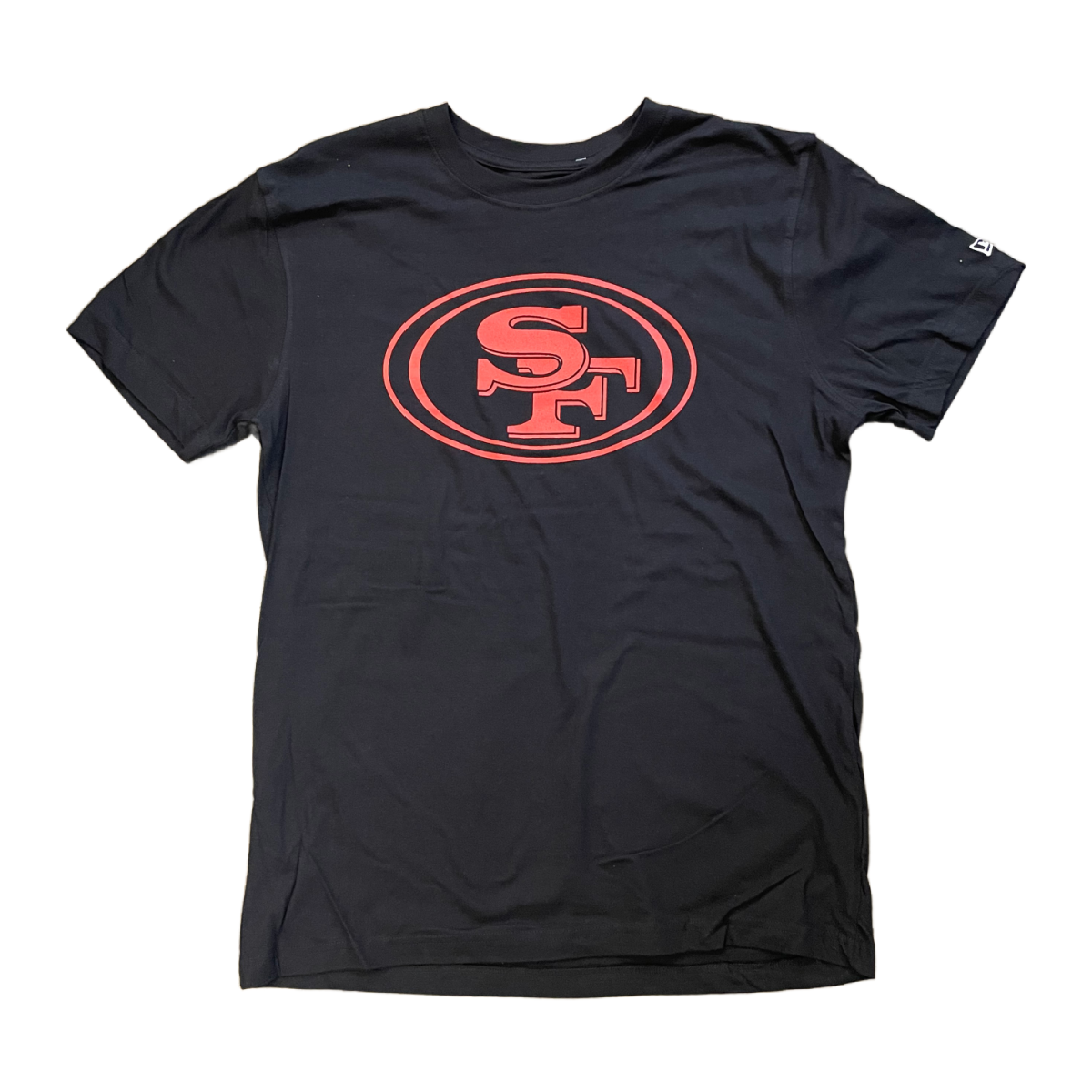 New Era Men San Francisco 49ers SF Logo Crest T Shirt-Black product image 1, provided for visual reference and product