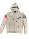 Pro Standard Las Vegas Raiders Hybrid Woven FZ Hoodie-Khaki product image 1, provided for visual reference and product