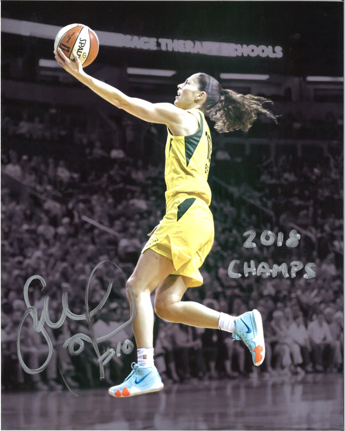 Sue Bird Autographed and Inscribed 2018 Champs 8x10 Photo (Sue Bird LOA) product image 1, provided for visual reference and