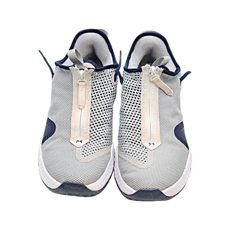 Aaron Boone New York Yankees Autographed 2020 Game Used Gray/Blue Nike Air Paul George Sneakers (CX Auth) product image 1,