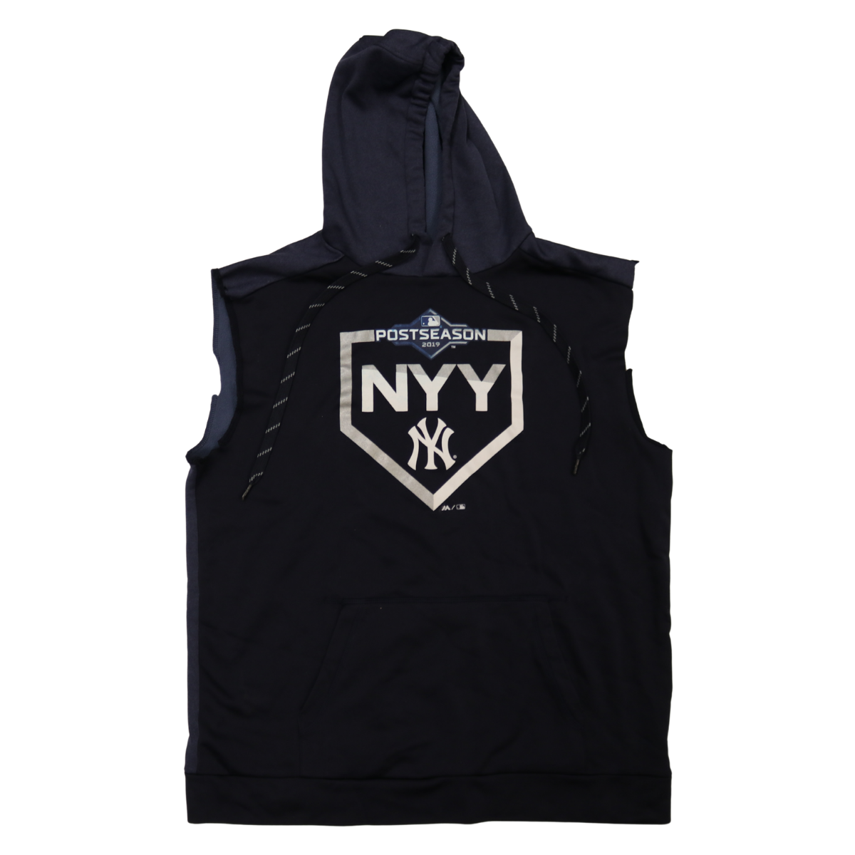 Aaron Boone New York Yankees 2019 Game Used 2019 Playoffs Cutoff Hoodie Size L product image 1, provided for visual