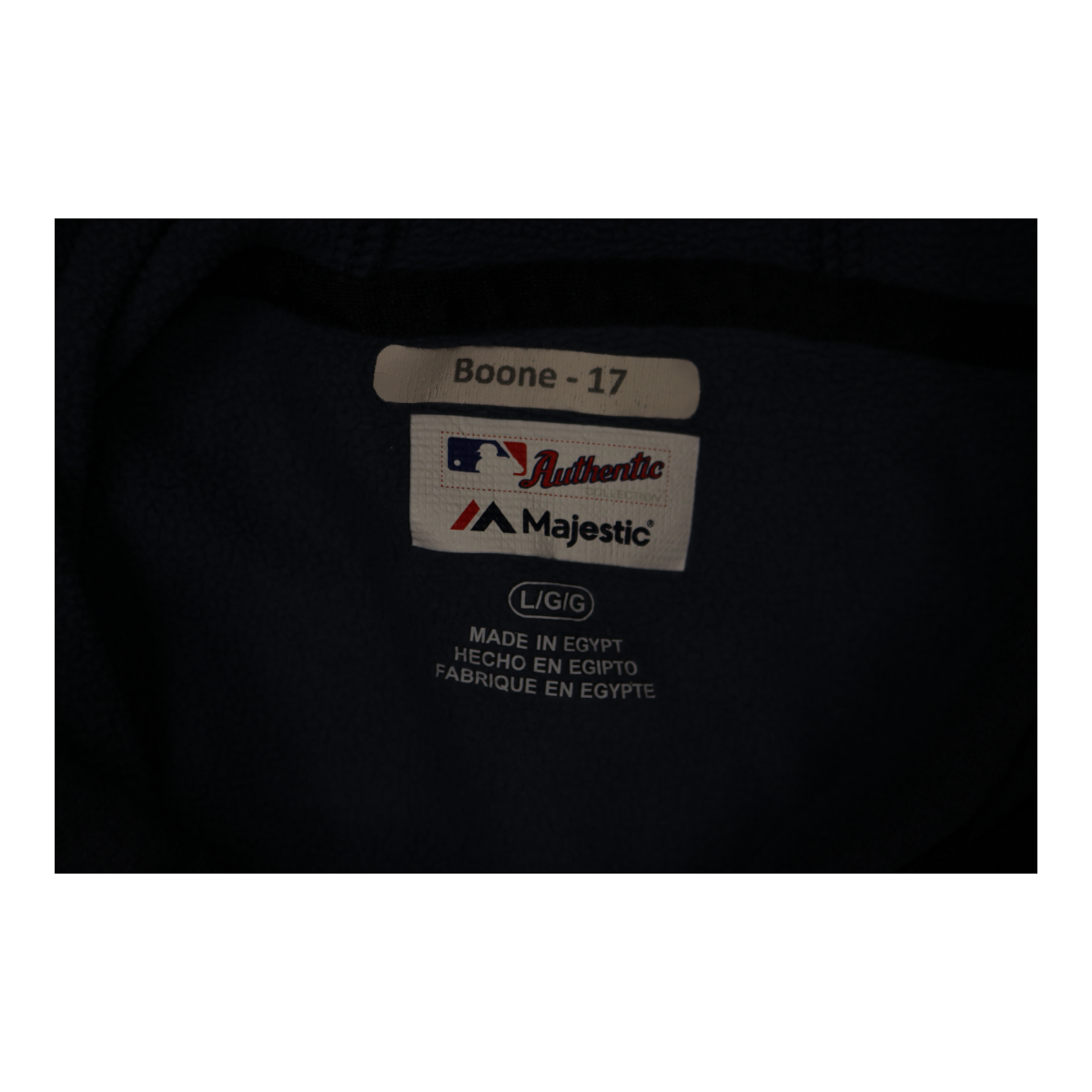 Aaron Boone New York Yankees 2019 Game Used 2019 Playoffs Cutoff Hoodie Size L product image 3, provided for visual