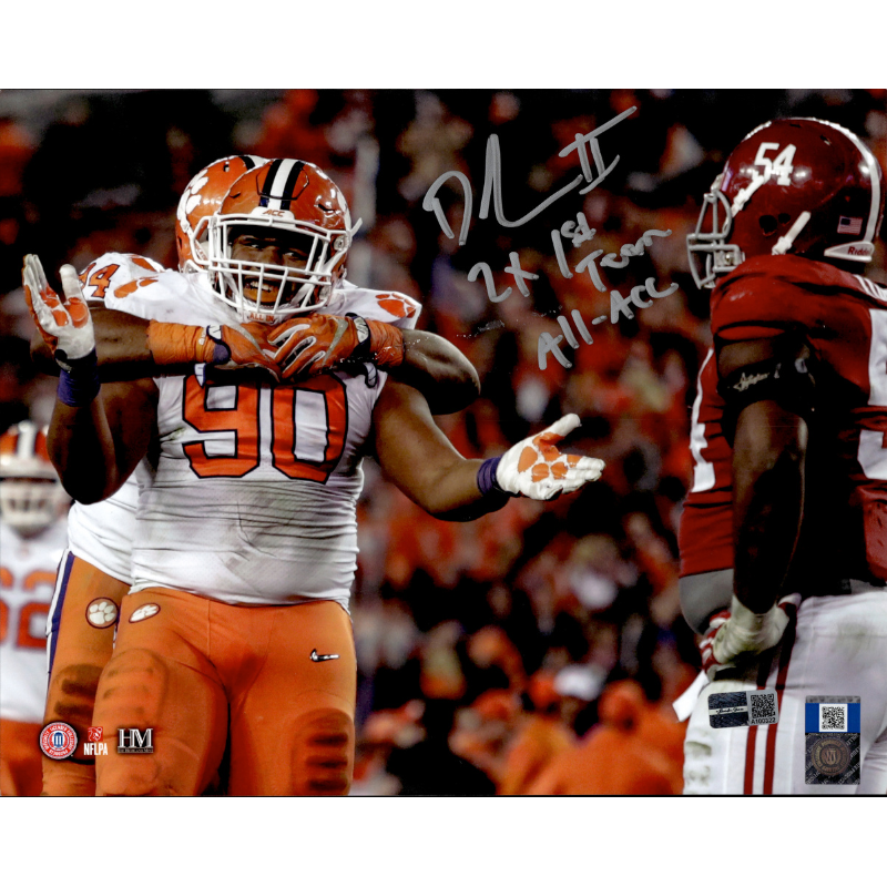 Dexter Lawrence Clemson University IMPERFECT Autographed & Inscribed "2x 1st Team All ACC" 8x10 Photo product image 1,