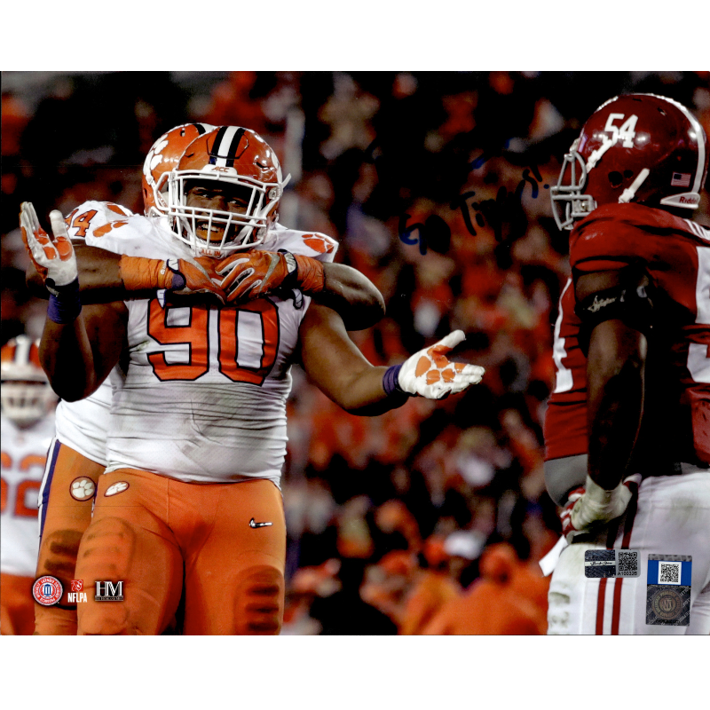 Dexter Lawrence Clemson University IMPERFECT Autographed & Inscribed "Go Tigers" 8x10 Photo product image 1, provided for