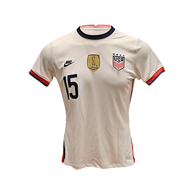 Megan Rapinoe Autographed & Inscribed "Olympic Gold" USA Soccer Jersey with Gold 2019 FIFA World Cup Champions Patch (Size