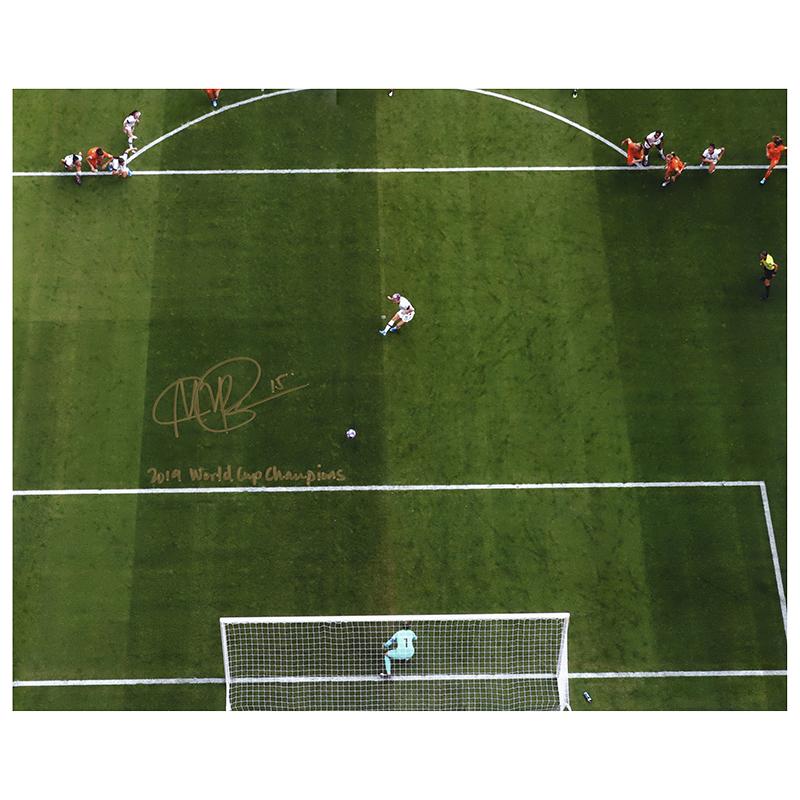 Megan Rapinoe Autographed & Inscr. "2019 World Cup Champions" WC PK in Gold 16x20 Photo product image 1, provided for visual