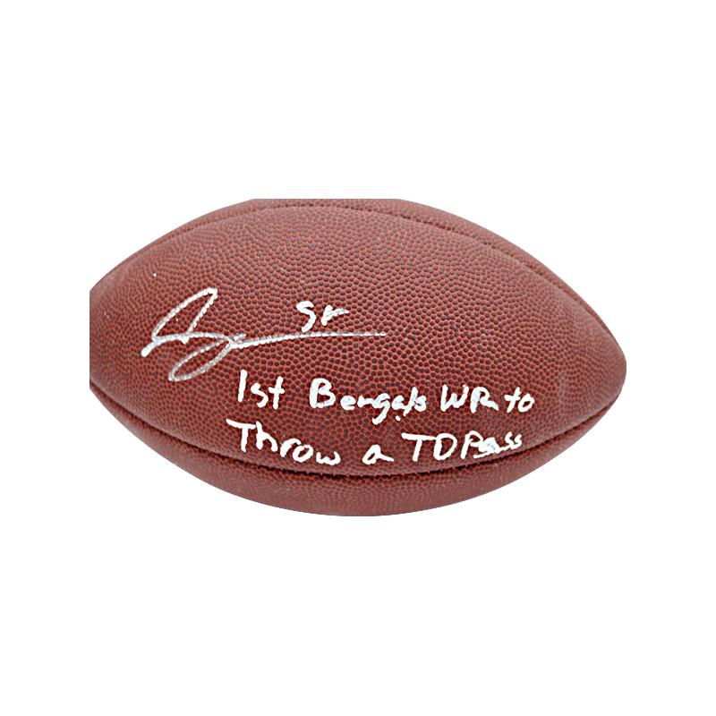 Mohamed Sanu Cincinnati Bengals Autographed & Inscr. "1st Bengals WR to Throw a TD Pass" Replica NFL Duke Football product
