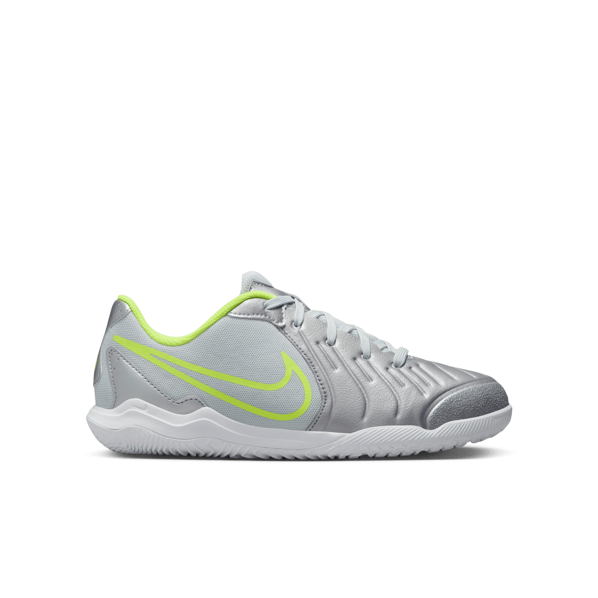 Nike Youth Tiempo Legend 10 Academy IC-Metallic Silver/Black/Volt product image 1, provided for visual reference and product