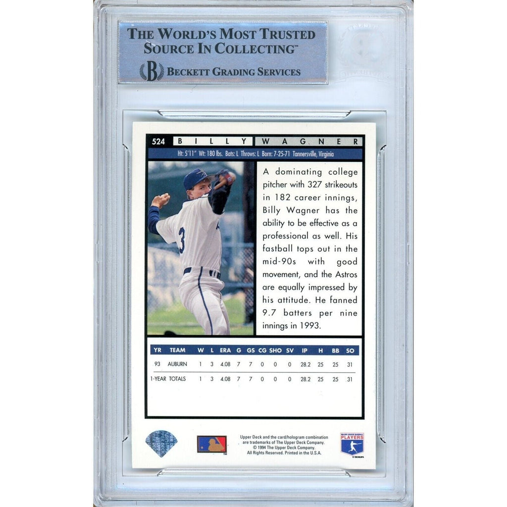 Billy Wagner Houston Astros Signed 1994 Upper Deck Rookie Card BAS Auth Auto Slab product image 2, provided for visual