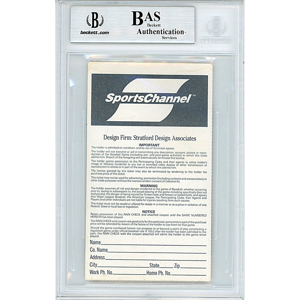Ariel Prieto Signed Oakland Athletics MLB Debut Game Ticket Stub Beckett BAS Slabbed product image 2, provided for visual