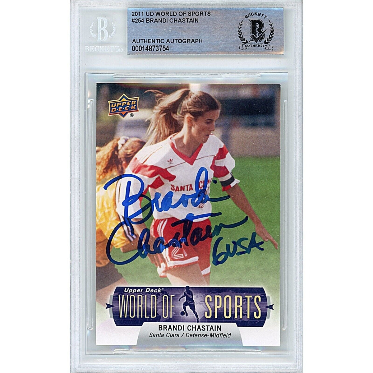 Brandi Chastain Team USA Signed 2011 Upper Deck USWNT Card BAS Auth Auto Slab product image 1, provided for visual reference