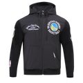 Pro Standard Men Golden State Warriors Hybrid Woven Hoodie-Black product image 1, provided for visual reference and product