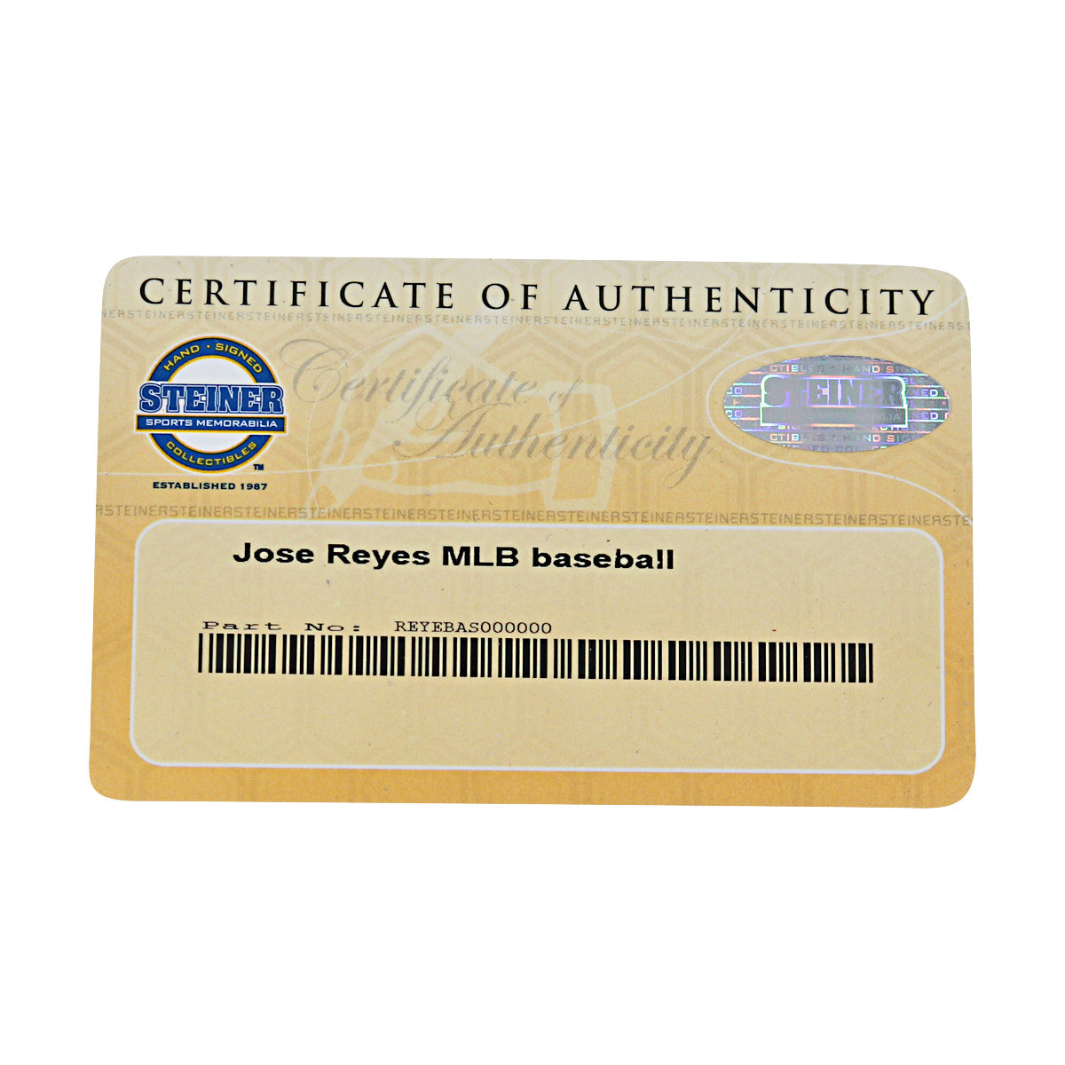Jose Reyes New York Mets Autographed OMLB Baseball MLB / Steiner COA-3 product image 7, provided for visual reference and