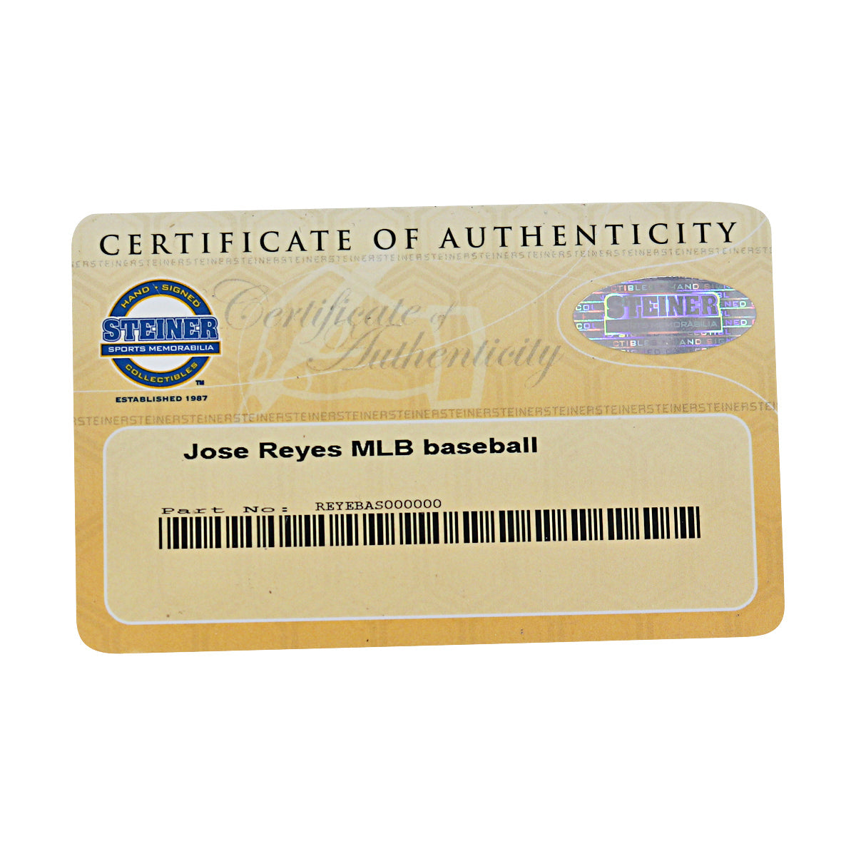 Jose Reyes New York Mets Autographed OMLB Baseball MLB / Steiner COA-8 product image 7, provided for visual reference and