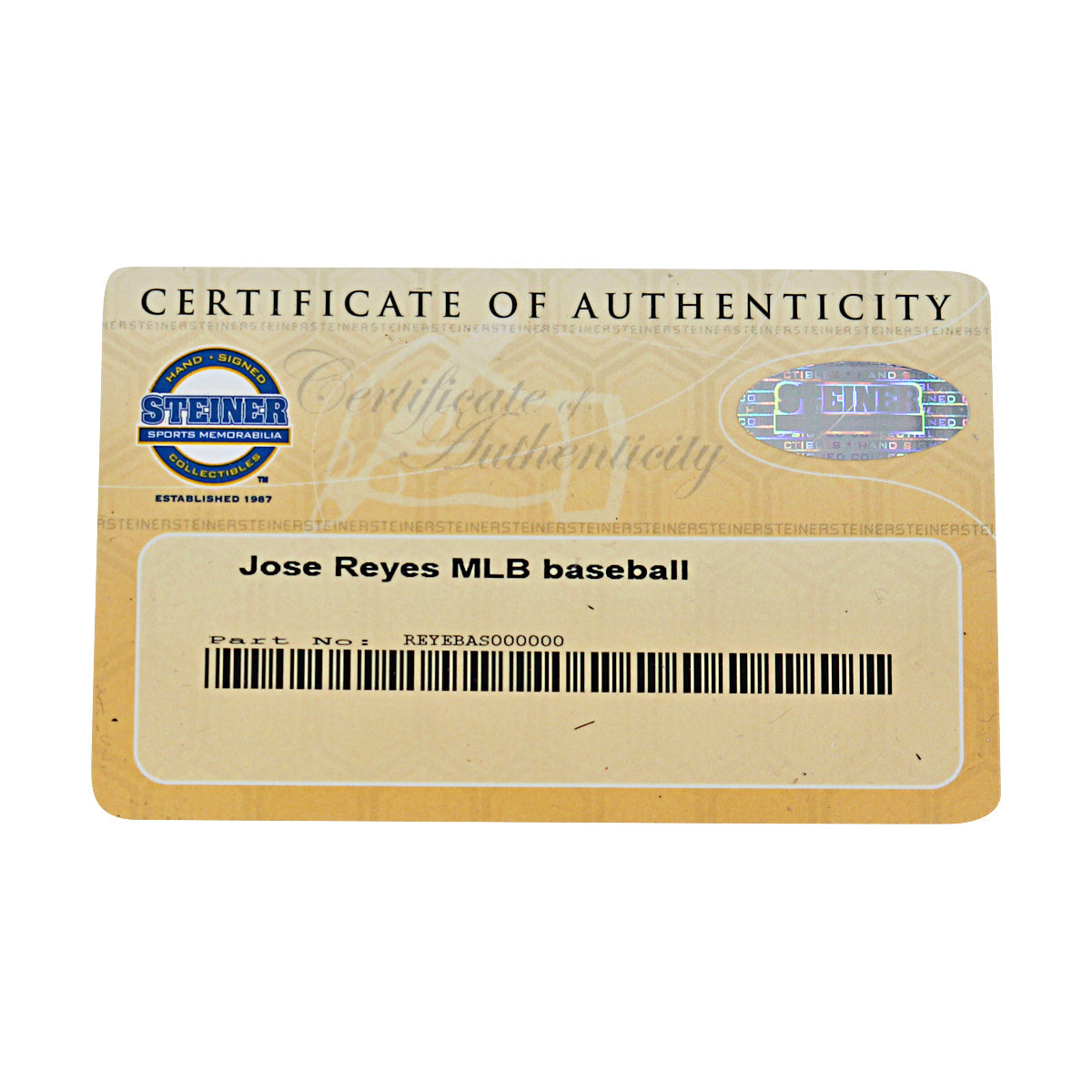 Jose Reyes New York Mets Autographed OMLB Baseball MLB / Steiner COA-12 product image 7, provided for visual reference and