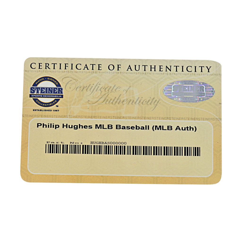 Phil Hughes New York Yankees Autographed OMLB Baseball MLB / Steiner COA-1 product image 7, provided for visual reference