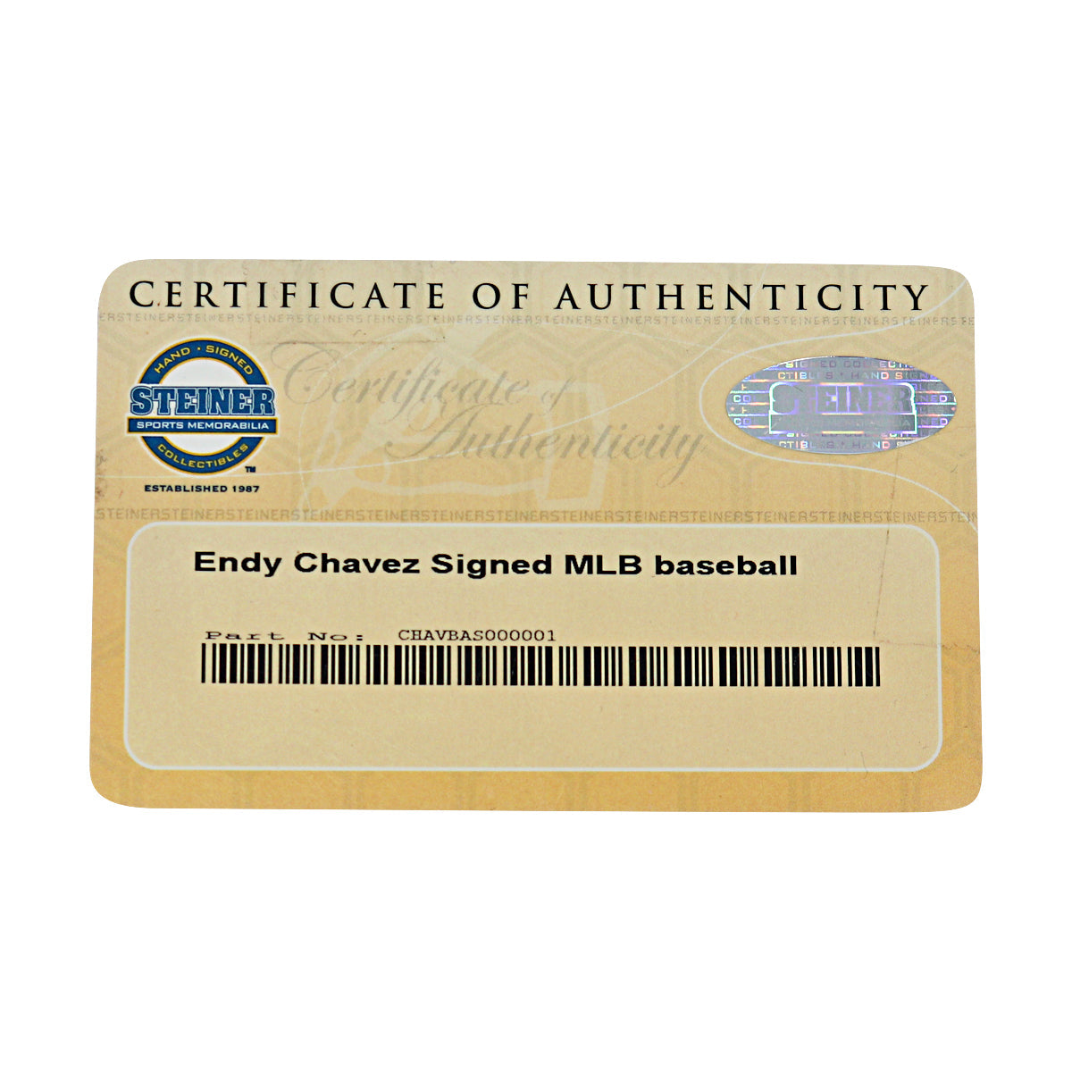 Endy Chavez Expos Mets Autographed OMLB Baseball Steiner COA product image 7, provided for visual reference and product