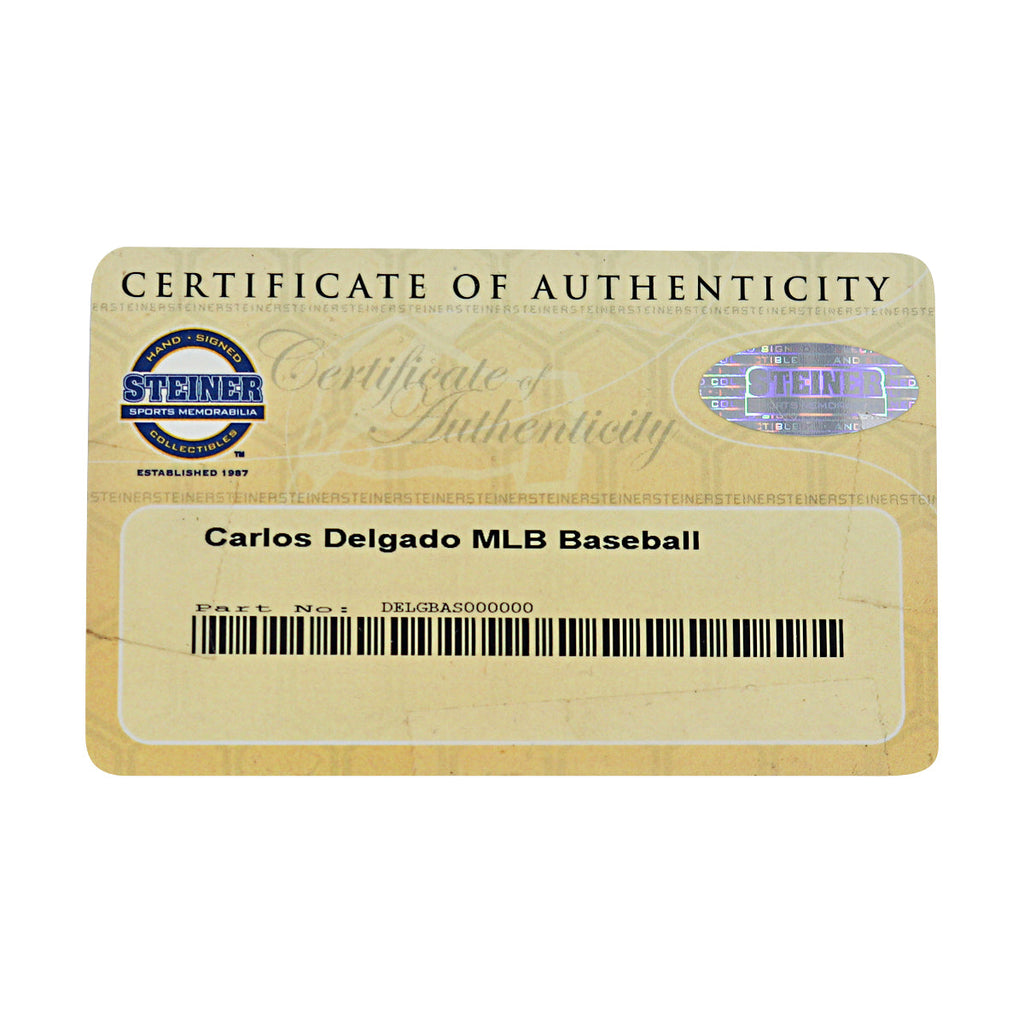 Carlos Delgado Blue Jays Mets Autographed OMLB Baseball Steiner COA-2 product image 7, provided for visual reference and