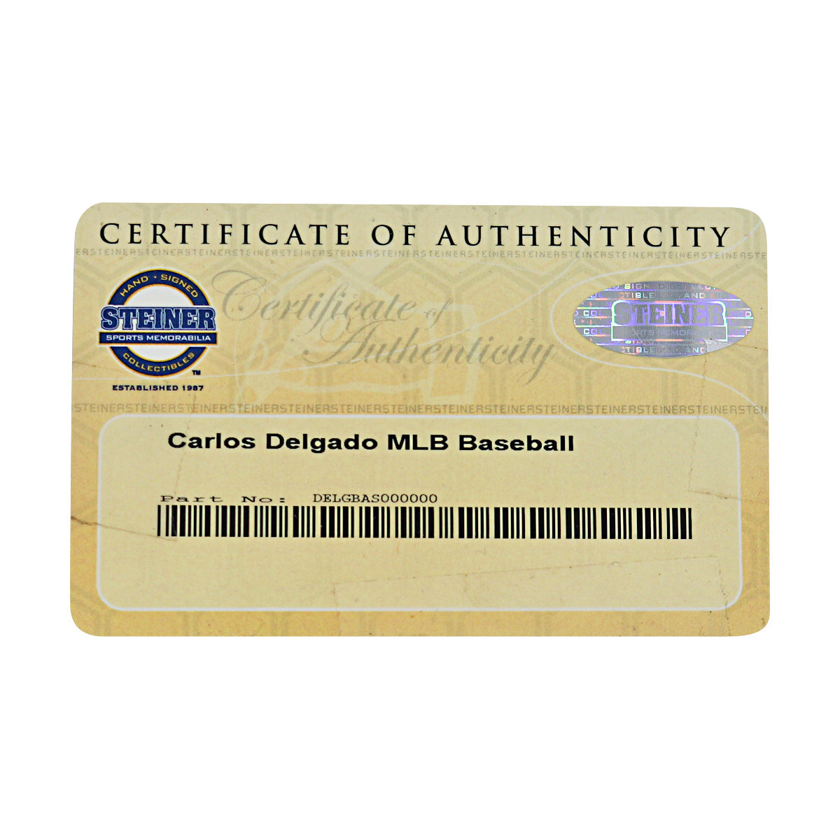 Carlos Delgado Blue Jays Mets Autographed OMLB Baseball Steiner COA-2 product image 7, provided for visual reference and