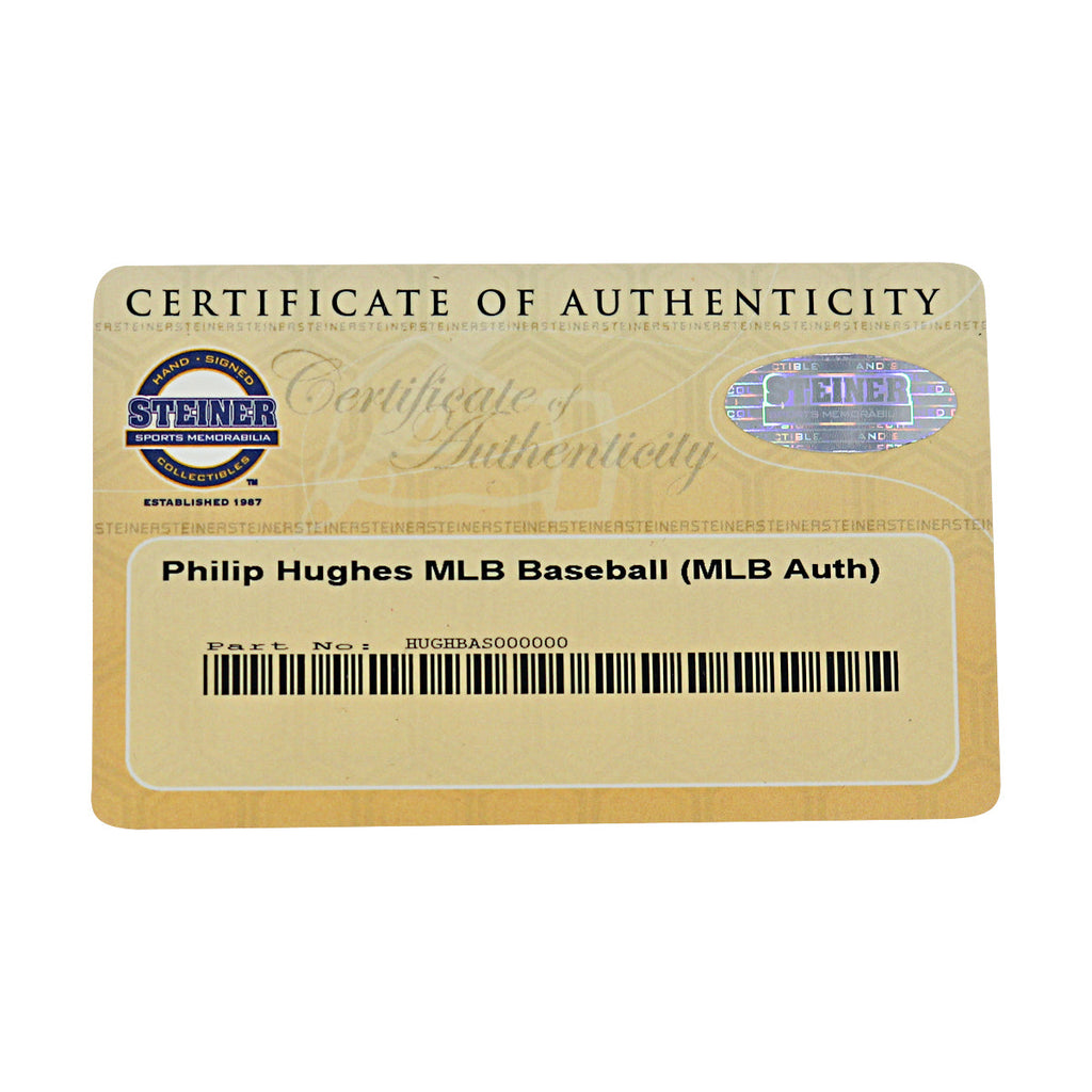 Phil Hughes New York Yankees Autographed OMLB Baseball MLB / Steiner COA-5 product image 7, provided for visual reference