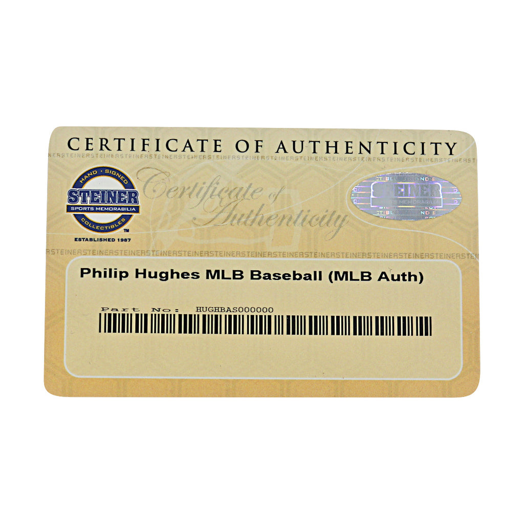 Phil Hughes New York Yankees Autographed OMLB Baseball MLB / Steiner COA-6 product image 7, provided for visual reference