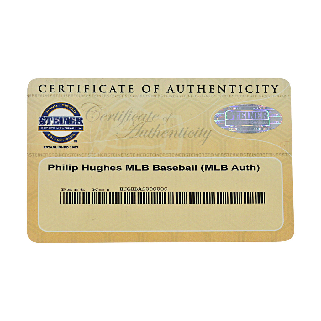 Phil Hughes New York Yankees Autographed OMLB Baseball MLB / Steiner COA-9 product image 7, provided for visual reference
