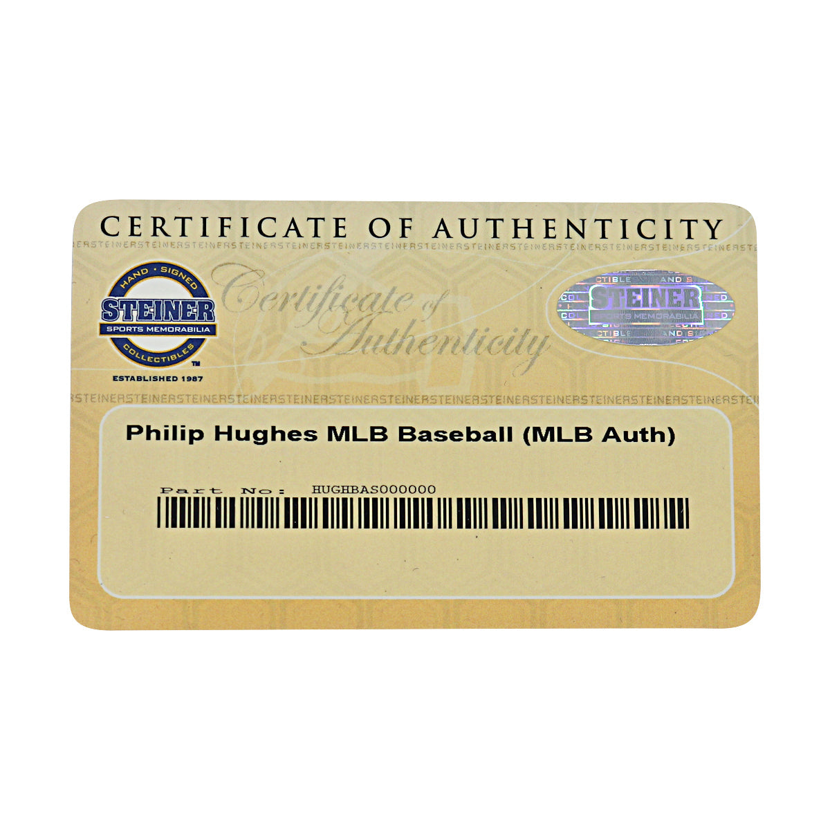 Phil Hughes New York Yankees Autographed OMLB Baseball MLB / Steiner COA-10 product image 7, provided for visual reference