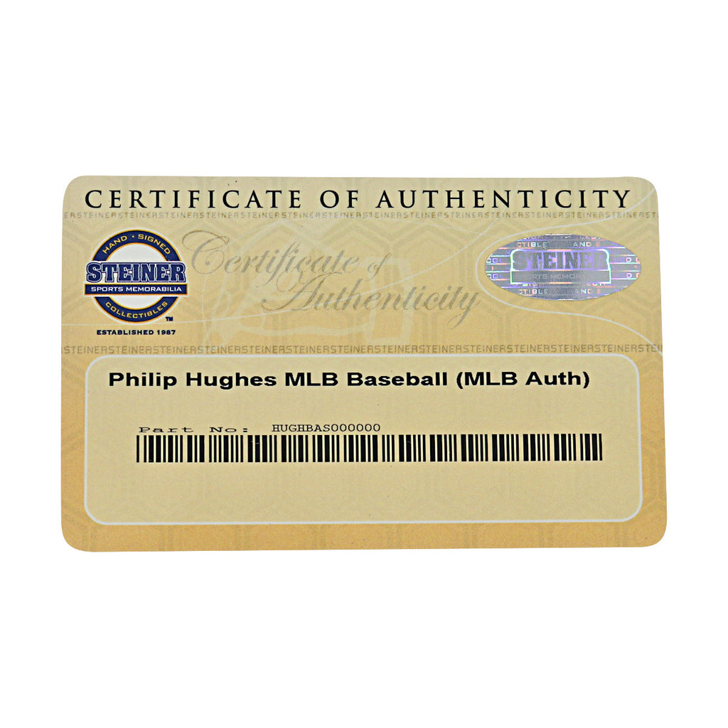 Phil Hughes New York Yankees Autographed OMLB Baseball MLB / Steiner COA-11 product image 7, provided for visual reference