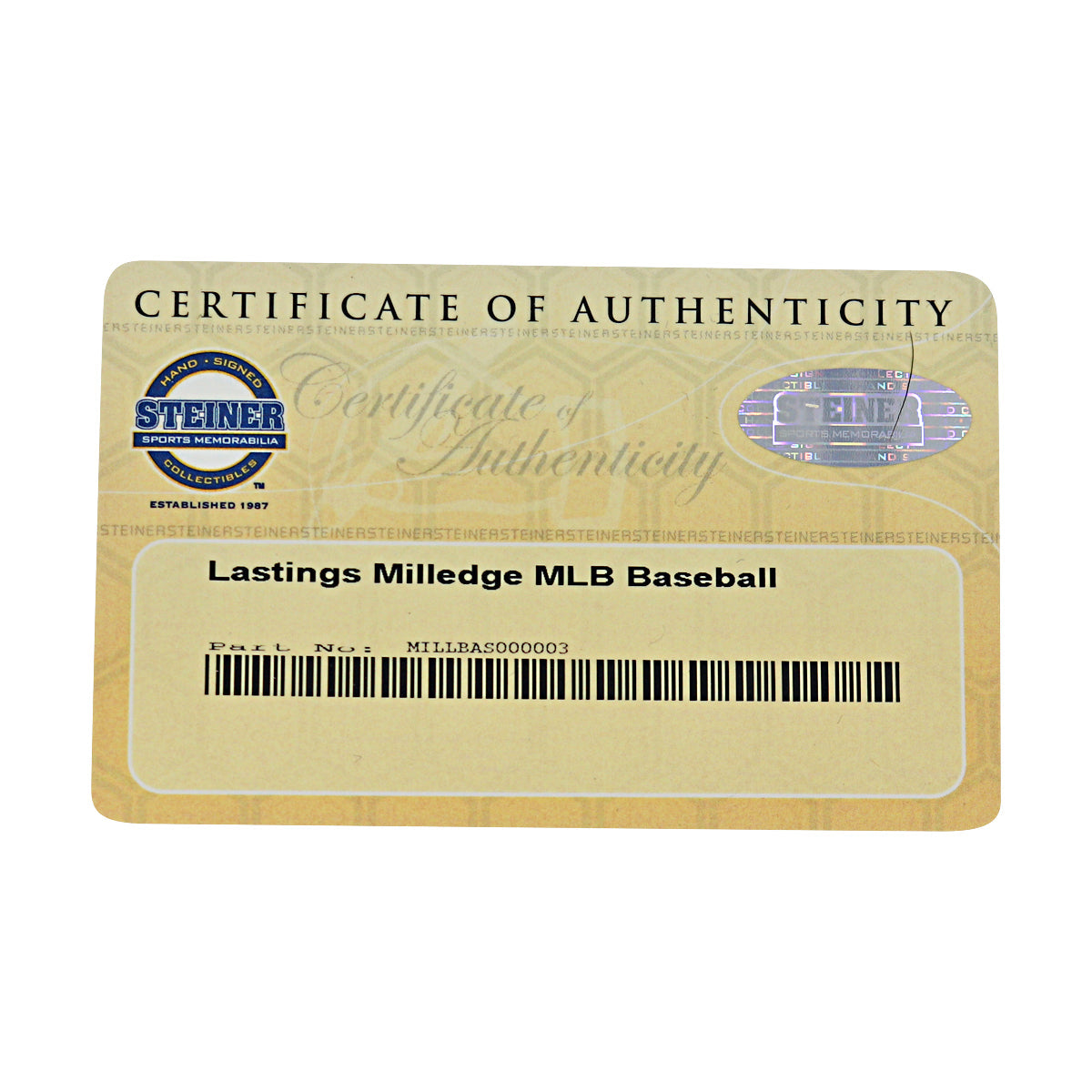 Lastings Milledge New York Yankees Autographed OMLB Baseball Steiner COA-1 product image 7, provided for visual reference