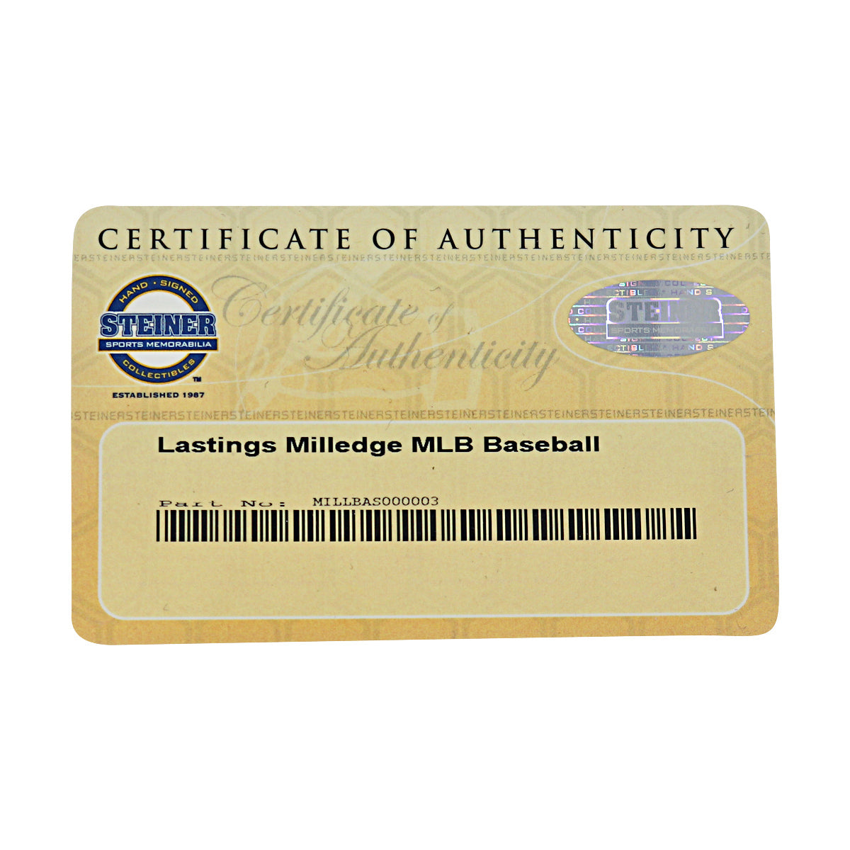Lastings Milledge New York Yankees Autographed OMLB Baseball Steiner COA-2 product image 7, provided for visual reference