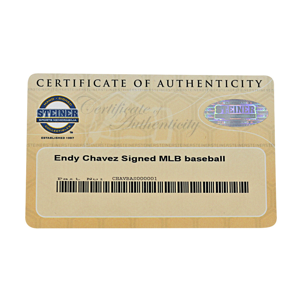 Endy Chavez Expos Mets Autographed OMLB Baseball Steiner COA-3 product image 7, provided for visual reference and product