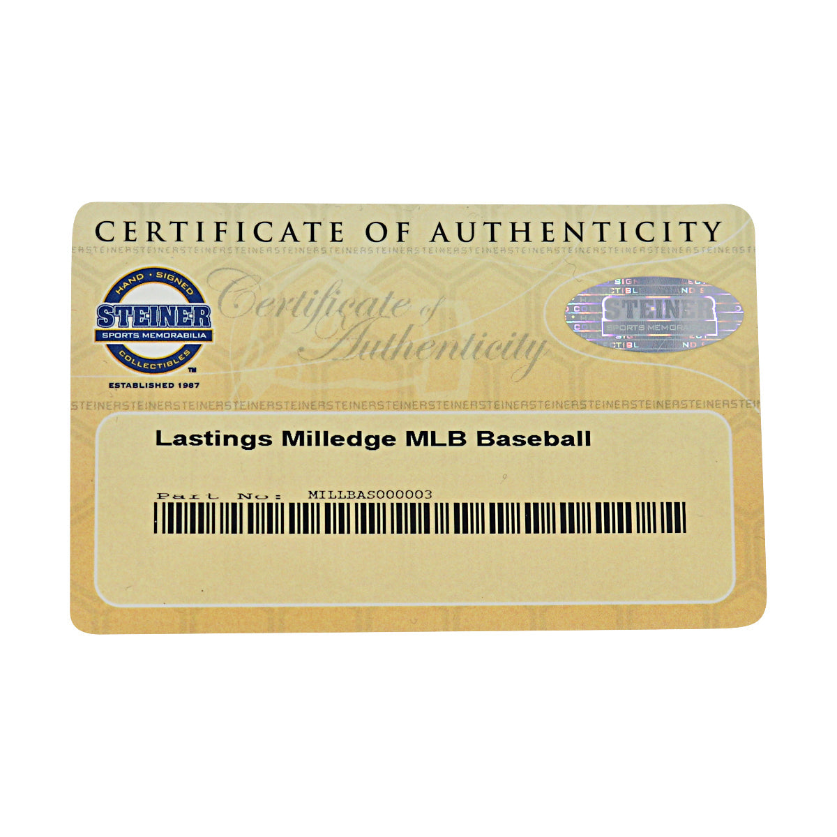 Lastings Milledge New York Yankees Autographed OMLB Baseball Steiner COA-3 product image 7, provided for visual reference