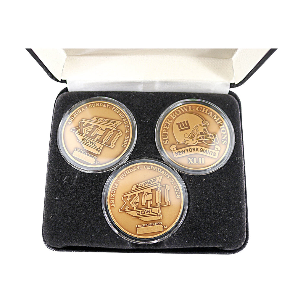 New York Giants Championship 2.3.08 Highland Mint 3 Bronze Coin Set LE 544/5000 product image 3, provided for visual
