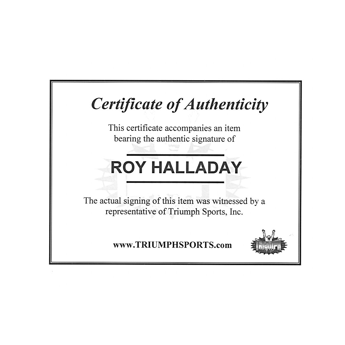Roy Halladay Toronto Blue Jays Autographed 8x10 Photo Triumph COA-3 product image 2, provided for visual reference and