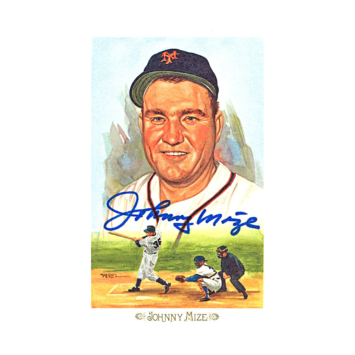 Johnny Mize Giants Autographed Perez Steele 1989 Postcard #03448/10000 JSA COA product image 1, provided for visual