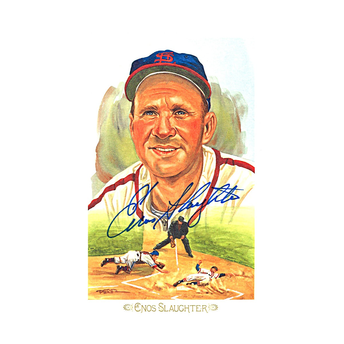 Enos Slaughter Cardinals Autographed Perez Steele 1989 Postcard /10000 JSA COA product image 1, provided for visual