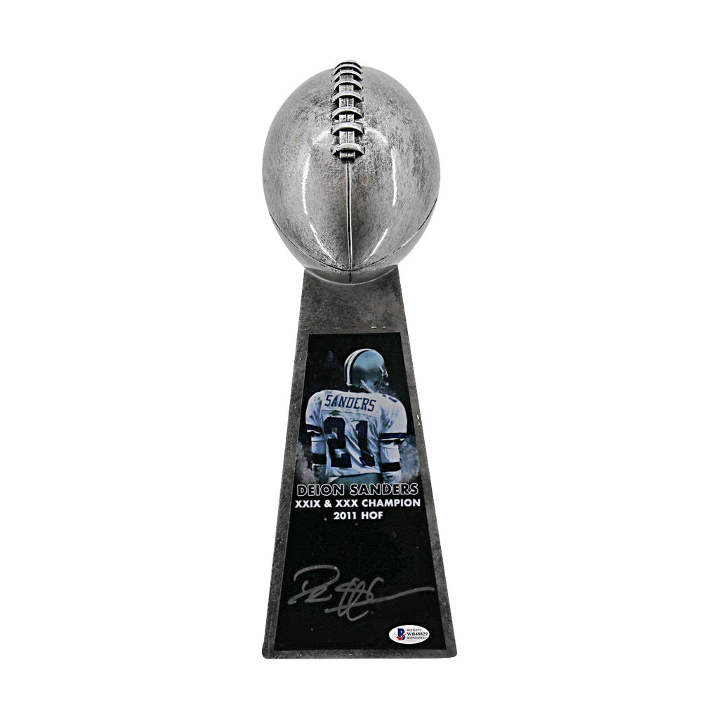 Deion Sanders Cowboys Autographed Championship Replica Trophy Black Beckett Holo product image 1, provided for visual