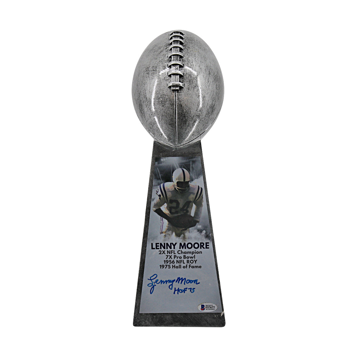 Lenny Moore Colts Autographed Inscribed Championship Replica Trophy Beckett Holo product image 1, provided for visual