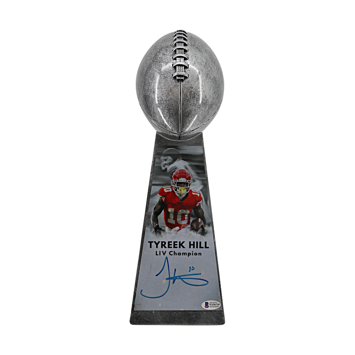Tyreek Hill Chiefs Autographed Championship Replica Trophy Beckett Holo Only product image 1, provided for visual reference