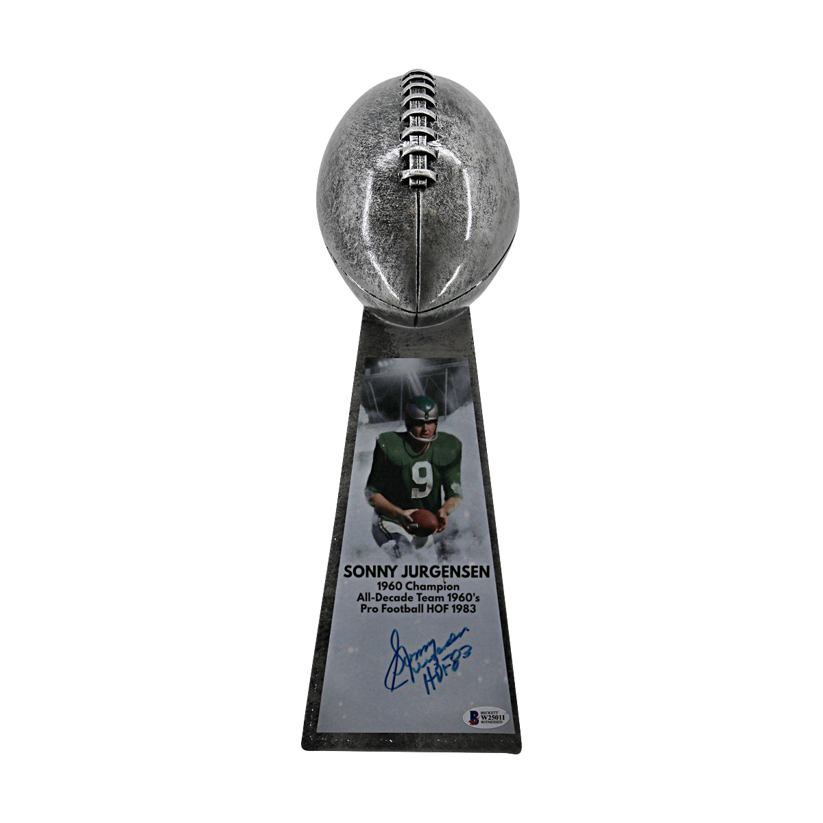 Sonny Jurgensen Philadelphia Eagles Autographed Inscribed Championship Replica Trophy Beckett Holo product image 1, provided