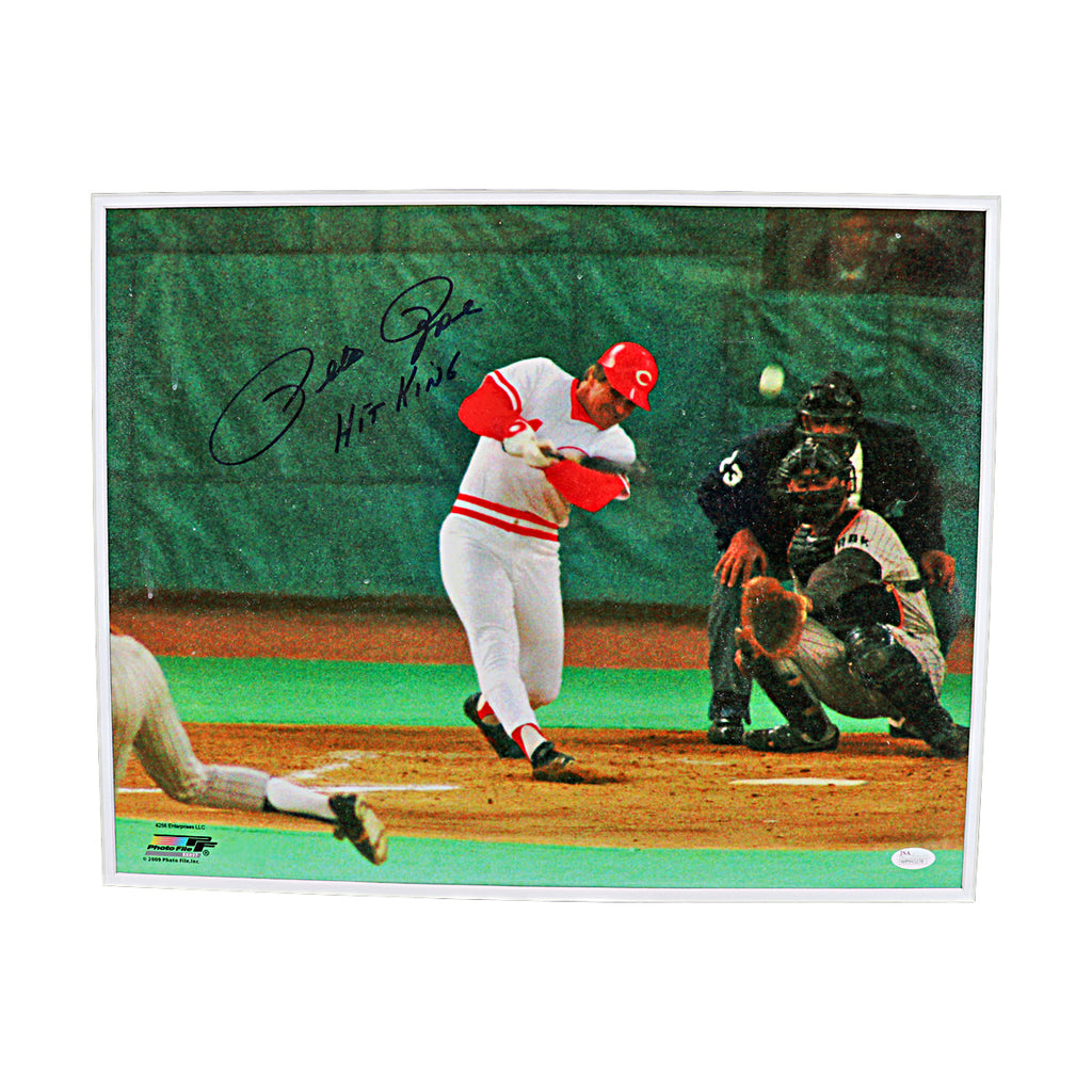 Pete Rose Cincinnati Reds Autographed Inscribed Framed 16x20 Photo JSA Holo Only product image 2, provided for visual