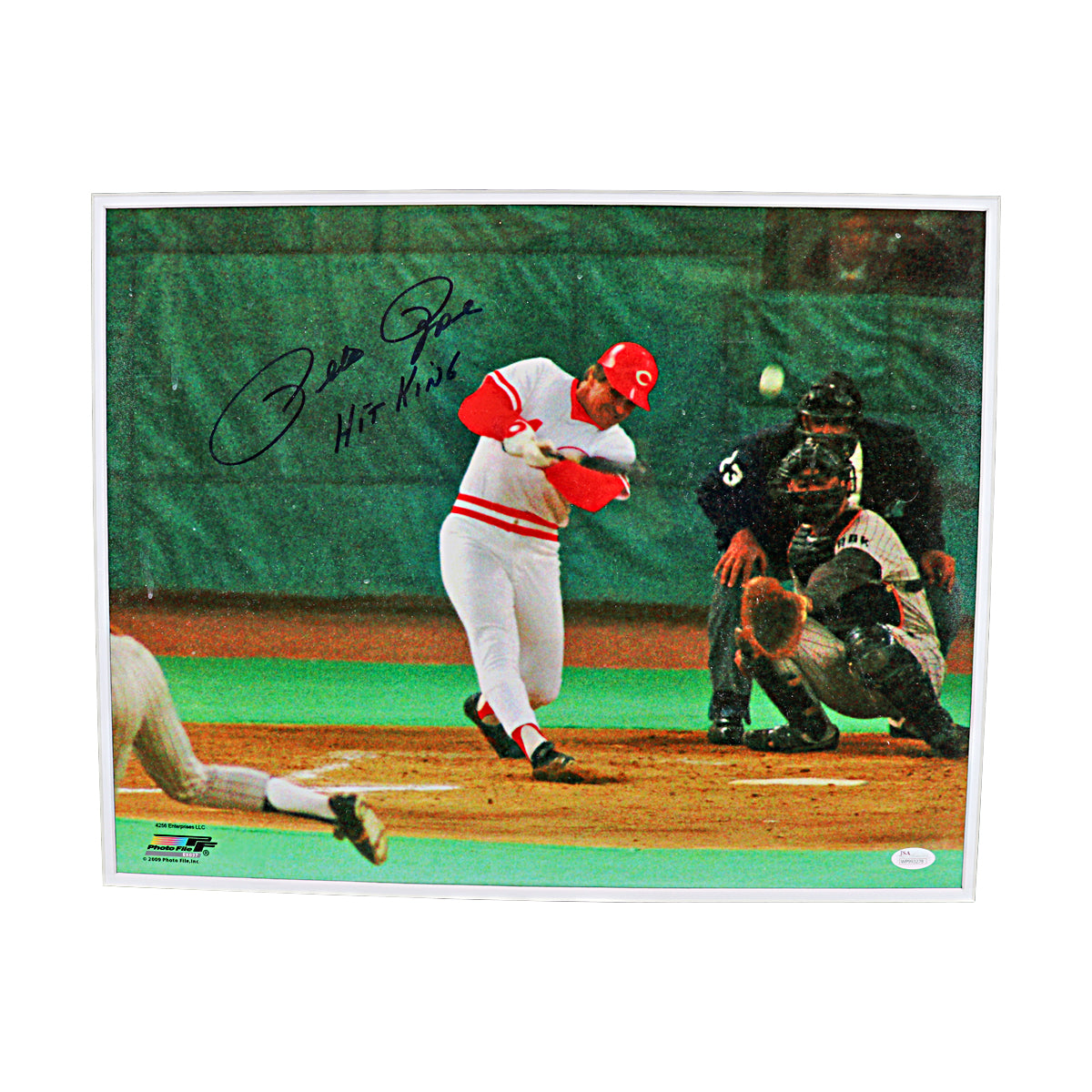 Pete Rose Cincinnati Reds Autographed Inscribed Framed 16x20 Photo JSA Holo Only product image 2, provided for visual