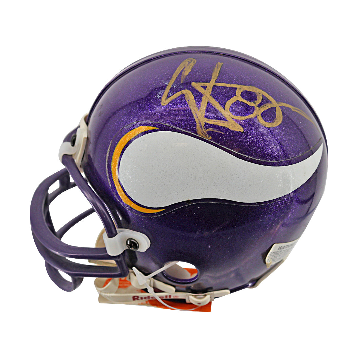 Cris Carter Minnesota Vikings Autographed Mini Helmet PSA Holo Only product image 1, provided for visual reference and