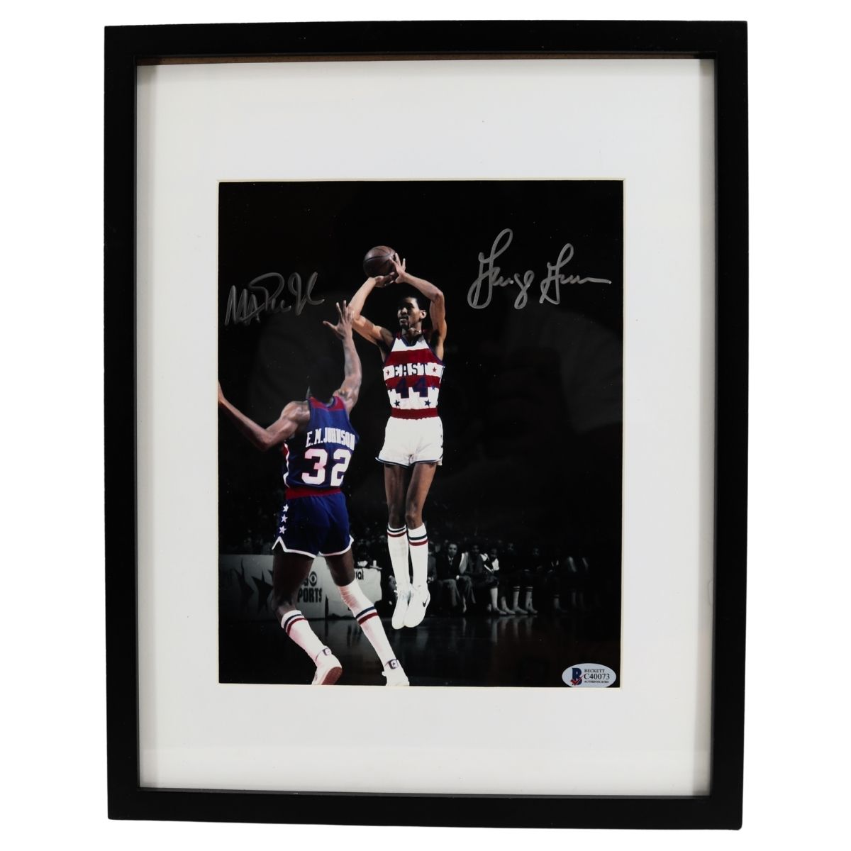 George Gervin Magic Johnson Dual Signed Framed All-Star Game Photo Beckett Holo product image 1, provided for visual
